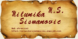 Milunika Šišmanović vizit kartica
